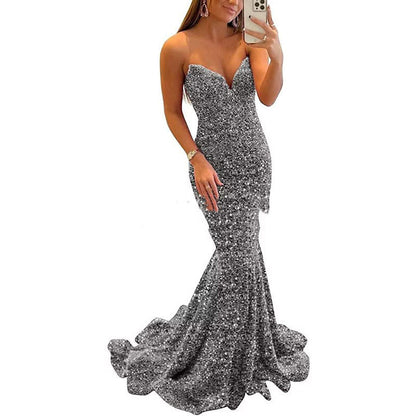 Vestidos de noche con lentejuelas para mujer, vestidos formales largos para fiesta de graduación