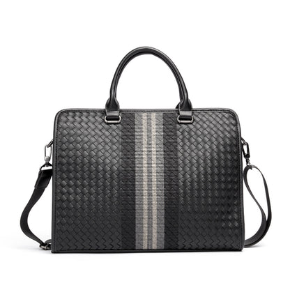 Stitching Woven Business Casual Aktentasche Herren Schulter Crossbody Computertasche