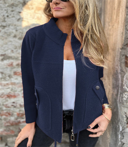 Anzugjacke aus Wolle mit Revers und Kunsttasche