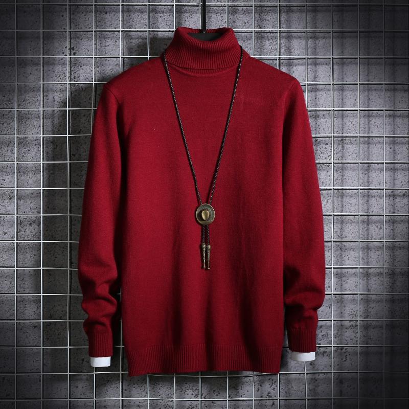 Turtleneck Sweater Men's Simple Solid Color Men's Large Size Pullover