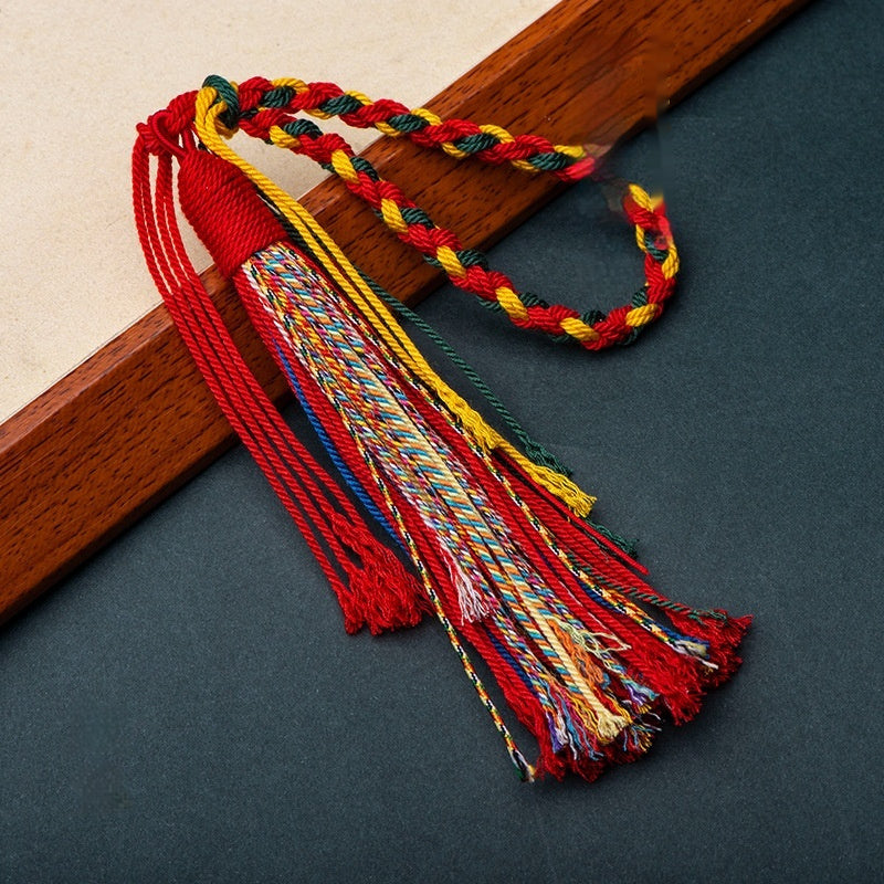 Tibetan Style Hand-made Cotton Threads Woven Tassel Hand Piece Rope Crafts Beeswax Car Ornaments