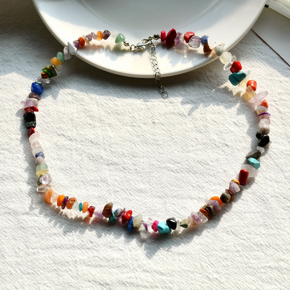 Vacation Style Color Crystal Necklace For Women