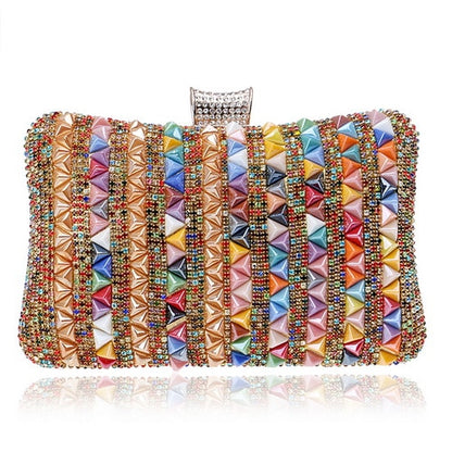 Diamonds Metal Rhinestones Beading Clutch - BAGMODA