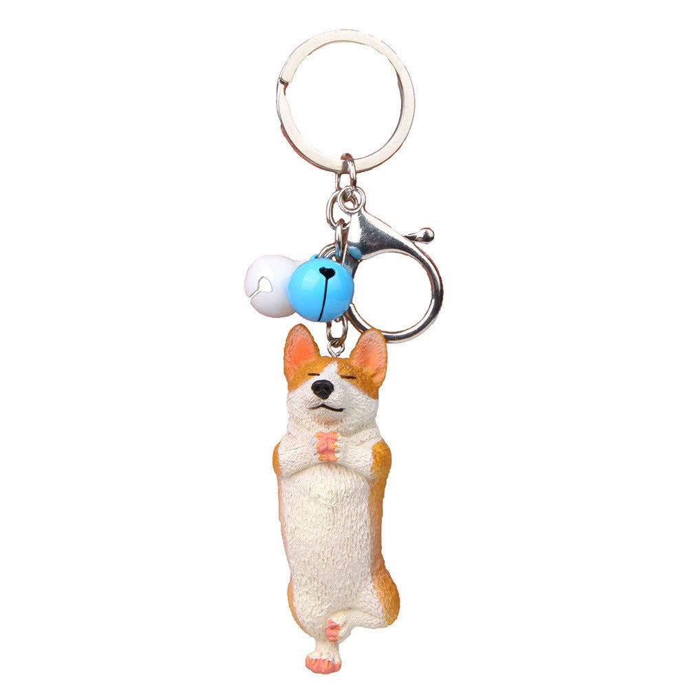 Yoga Dog Independent Corgi Bell Climbing Keychain