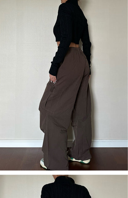 Pantalones cargo rectos con bolsillos sueltos para mujer