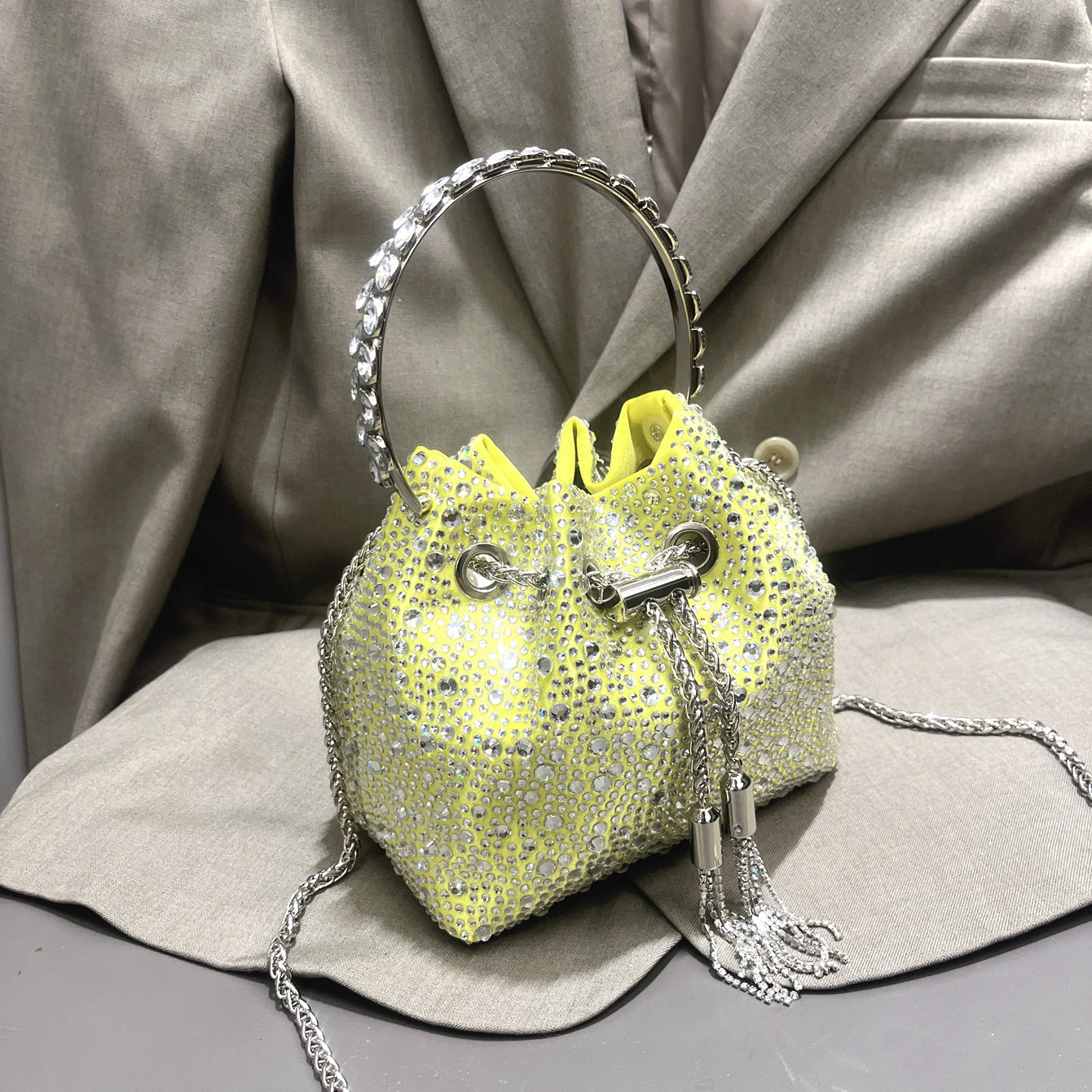 Drawstring Rhinestone Women's Bag