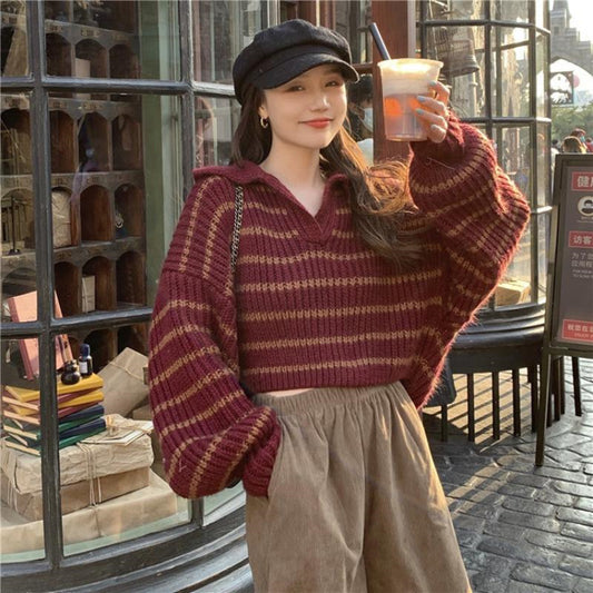 Striped Jumper Women's Design Niche Knitwear Loose