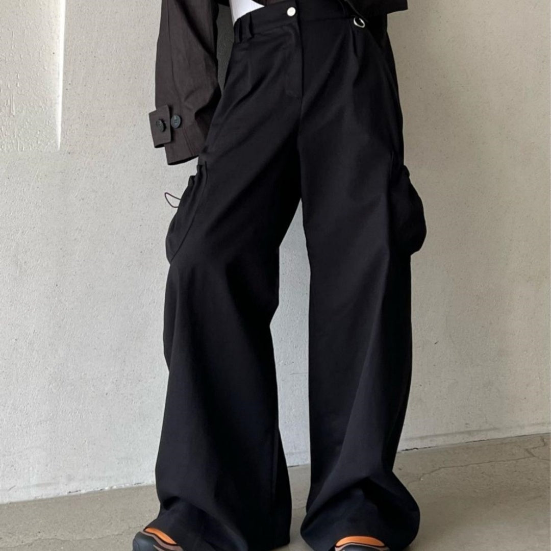 Retro Solid Color Elastic Casual Wide Leg Pants For Women
