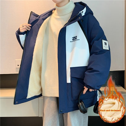 Chaqueta de algodón con capucha para niño, cálida y gruesa, con forro polar, para invierno