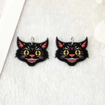 Halloween Acryl Banjo Katze Anhänger