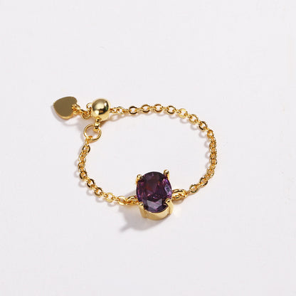 Nuevo anillo elástico ovalado de oro bañado en cobre para mujer