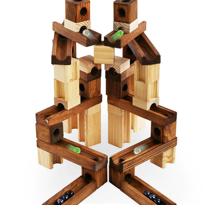 Holzmurmeln Gebäude Run Maze Ball Blöcke Achterbahn Stil Bau Pädagogisches Spielzeug Für Kinder Kinder Geschenke