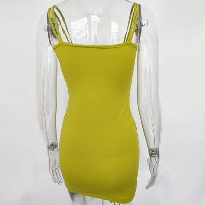 Articat - Vestido de verano sexy con tirantes finos y espalda descubierta para mujer, vestido de fiesta ajustado sin tirantes y minivestido para club