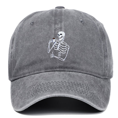 Totenkopf Tee Stickerei Baseball Vintage Distressed Waschmütze