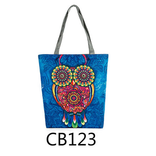 Owl print canvas bag