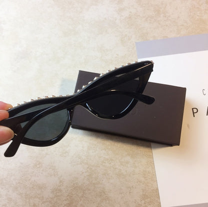 Gafas de sol de lujo con forma de gato y diamantes para mujer