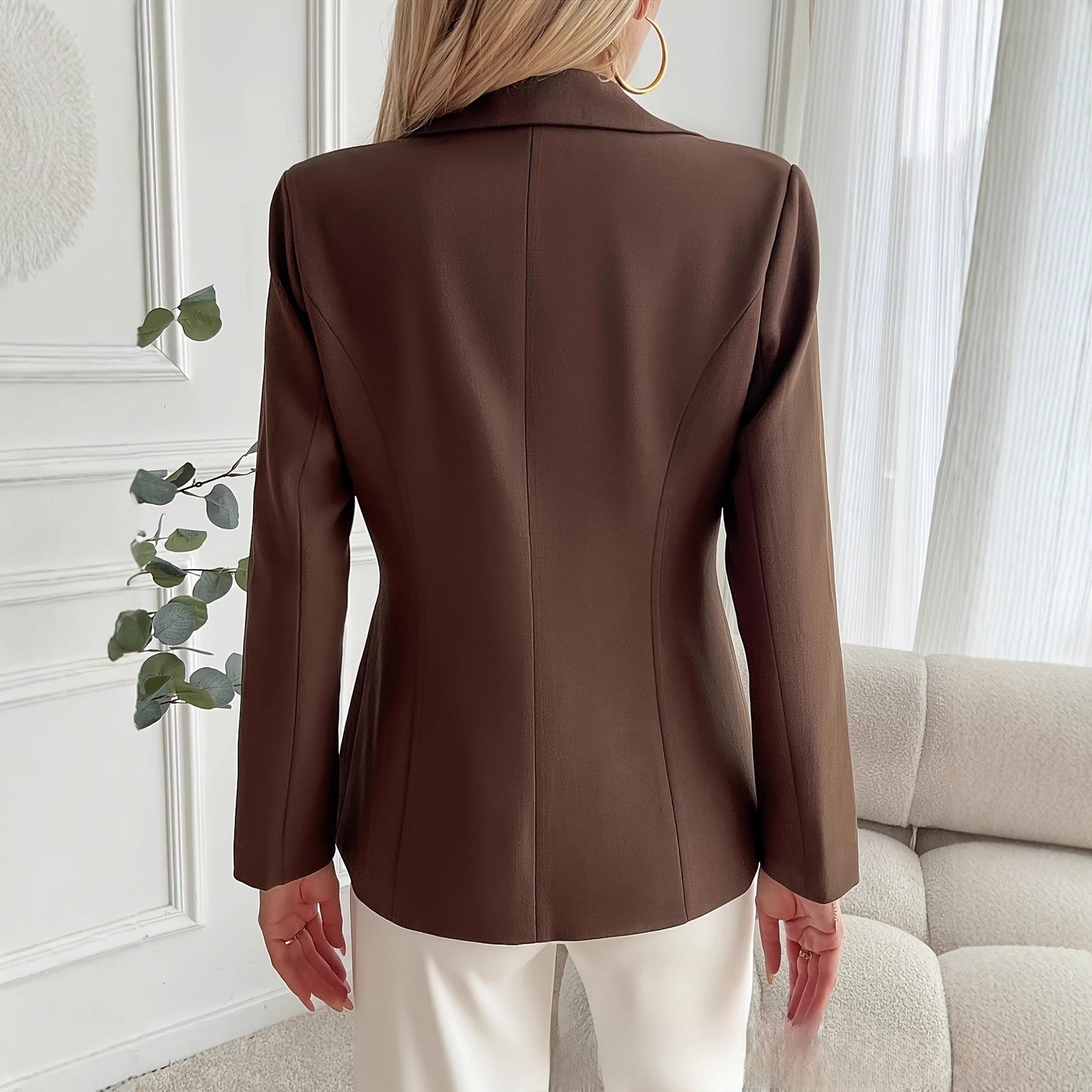 Fashionable Elegant French Solid Color Polo Collar Jacket