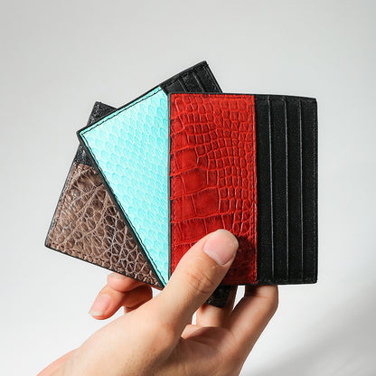 Cartera ultrafina de cuero genuino con múltiples ranuras para tarjetas