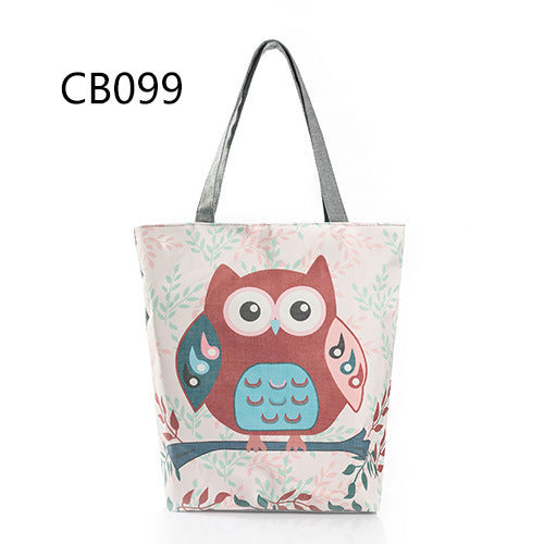 Owl print canvas bag