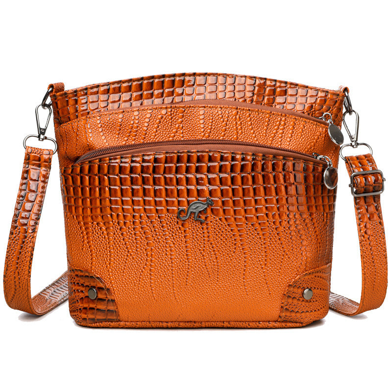Velouria Croco Pattern Messenger Bag