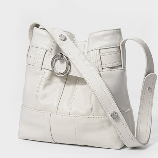 Cowhide Stitching Bucket Bag