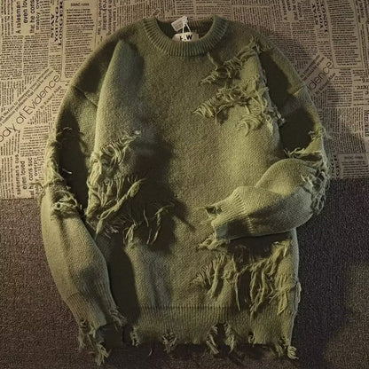 High Street Ripped Sweater Damen Herbst und Winter Idle Style Strickwaren