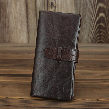 Cartera de mujer de piel auténtica con múltiples ranuras para tarjetas