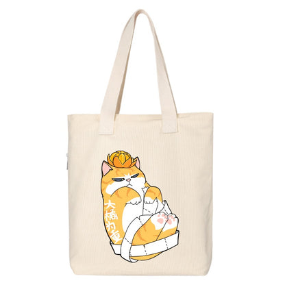 Shiba Inu Male And Female Shoulder Bag Canvas Large Capacity