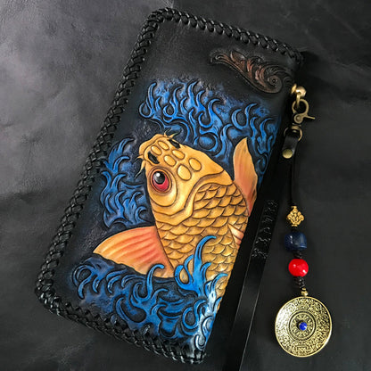 Bolso de cuero tallado a mano para hombre
