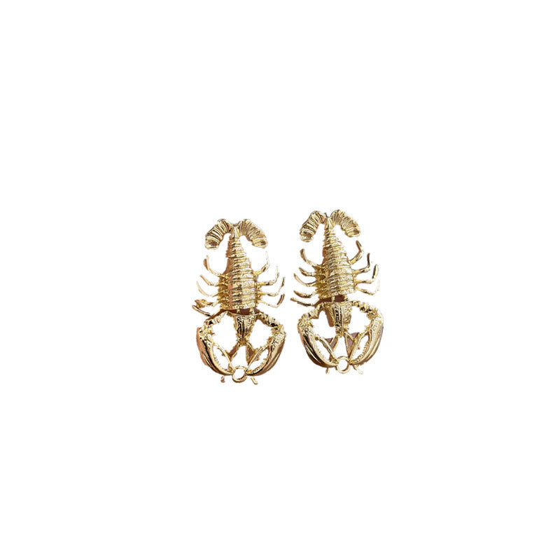 Marine Life Metal Texture Golden Crab Earrings