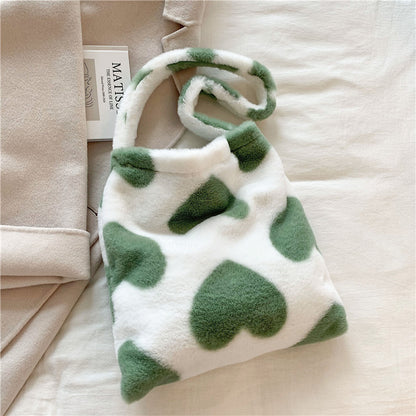 Love Heart Schulter Winter Plüsch Taschen für Damen