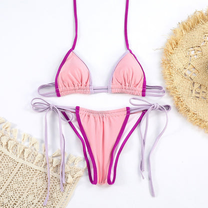 Traje de baño dividido para mujer, estampado, tirantes, espalda descubierta, bikini sexy