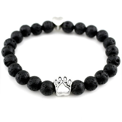 Hunde Katzenpfote Naturstein Lava Perlen Armbänder Elastisches Seil Mode Männer Frauen Unisex Armband Trendy Schmuck