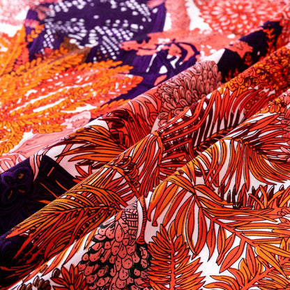 Twill silk square scarf jungle castle print scarf - BAGMODA