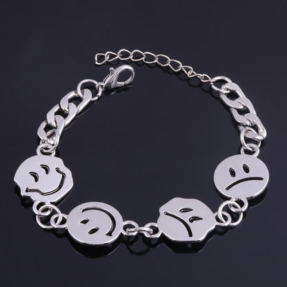 Pulsera con dije de cara sonriente llorando de moda, estilo hip hop, cadena gruesa, para mujeres y hombres, accesorios de joyería. 