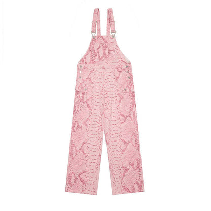 Animal Snake Pattern Camouflage Suspender Pants Men - BAGMODA