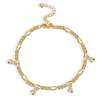 Tobillera de circonitas para mujer bañada en oro y cobre