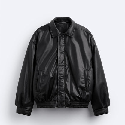 Chaqueta de algodón con solapa de piel sintética para hombre