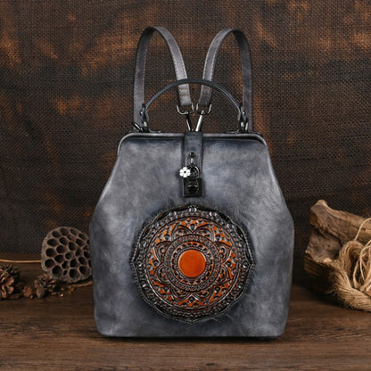 Damenrucksack mit Retro-Prägung