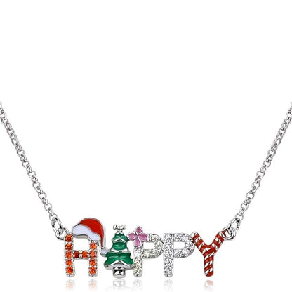 Nuevo y creativo collar con letras de Papá Noel y árbol de Navidad