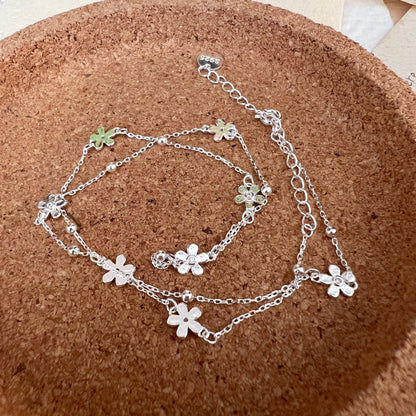 Collar Changheng S925 de plata esterlina con flor pequeña y sencilla para mujer