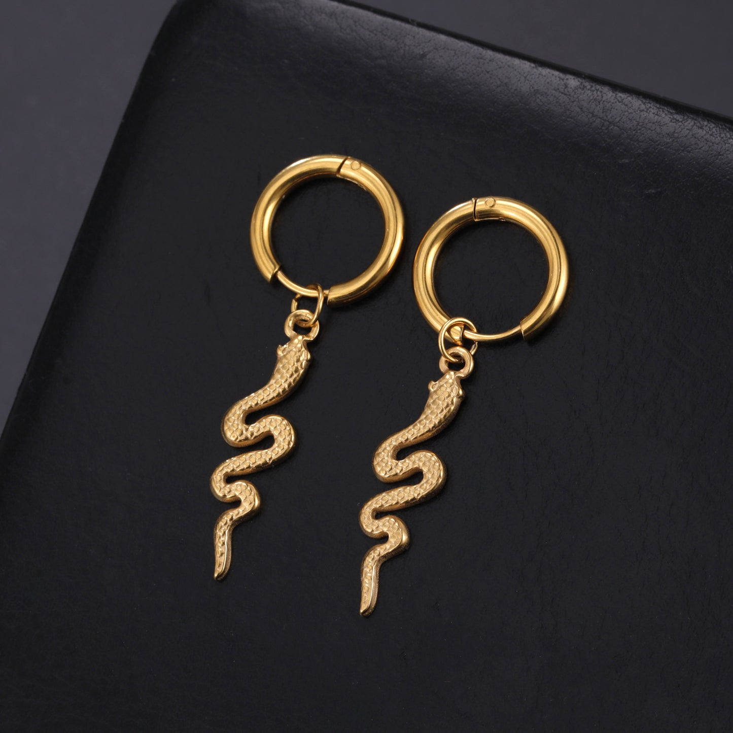 18K Gold Plated Stainless Steel Snake-shaped Vintage Earrings