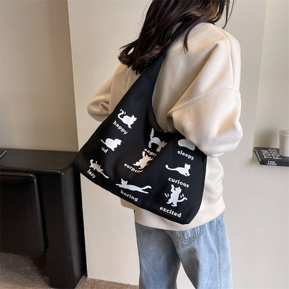 Canvas-Tasche mit Katzen-Print