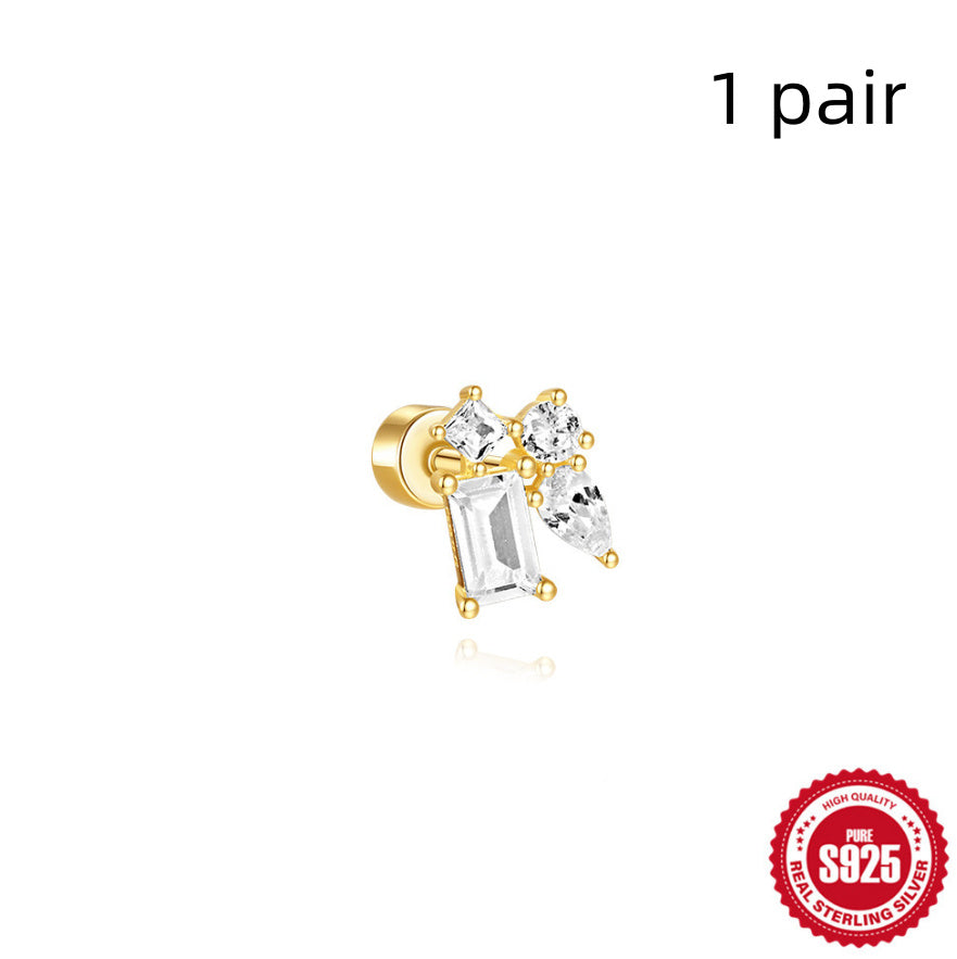S925 Sterling Silver Flat Column Thread Piercing Ear Bone Stud