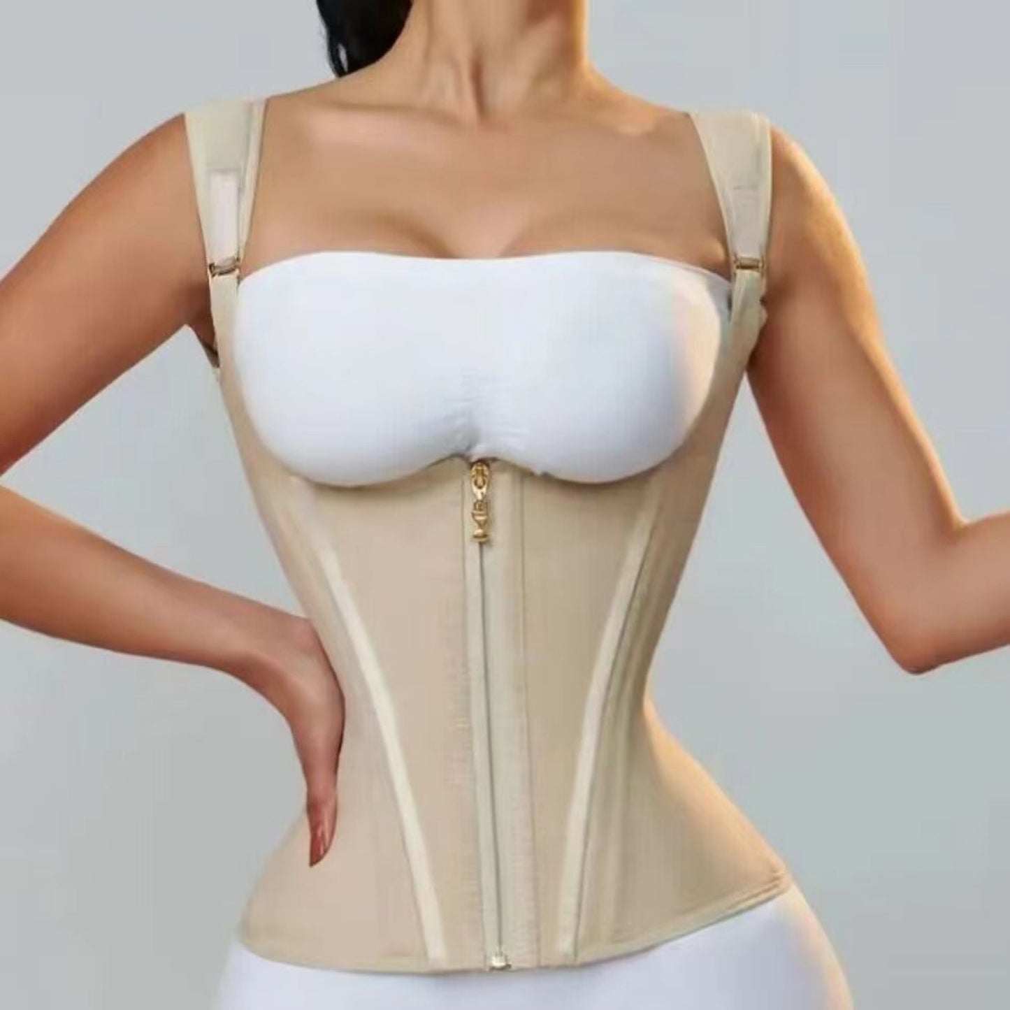 Zipper Breasted Retro Shapewear Top - BAGMODA