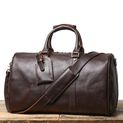 Bolso bandolera de cuero para hombre, bolso de gimnasio de piel de vaca
