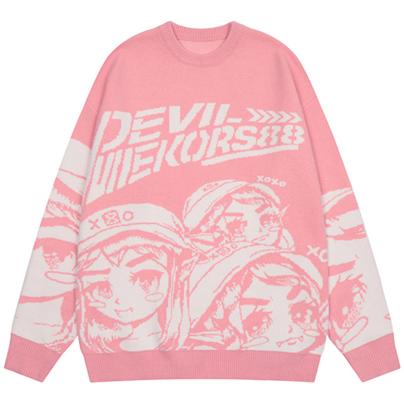 Design Miracle Print Drop Shoulder Crewneck Sweater For Men And Women