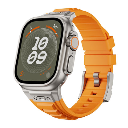 Correa de silicona elástica de alta elasticidad con clavos cruzados para iwatch 1-9 con hebilla plegable de metal