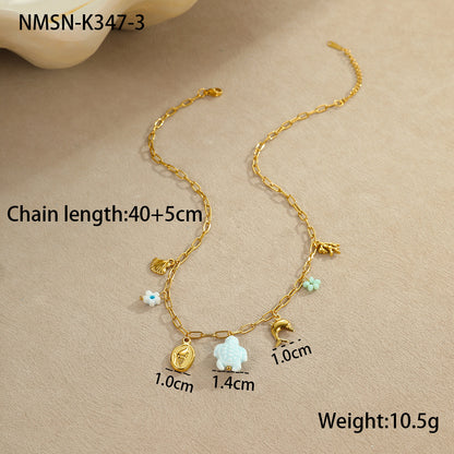 Collar de acero inoxidable con colgante estilo océano para mujer