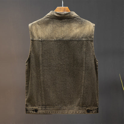 Abrigo vaquero para hombre, chaleco holgado, ropa de trabajo, tops